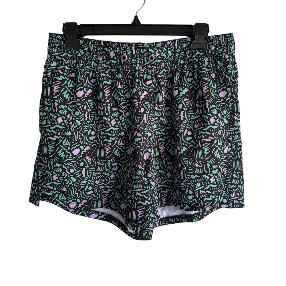 ALPHA FORWARD AFWD Black Multi Color Mens Swimming Trunks,‎ L